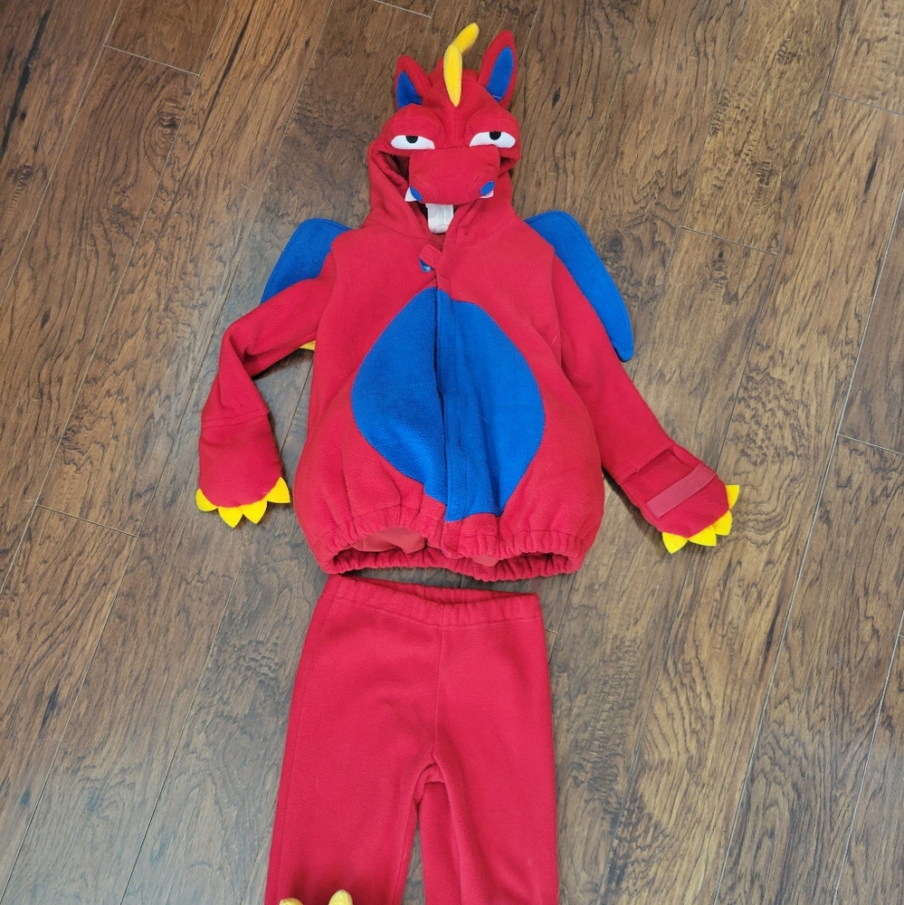 Old Navy Plush Dragon Costume Boys Girls 4-5 4t 5t red fleece
